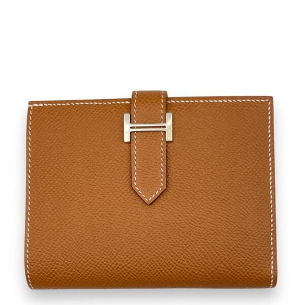 Bearn Compact Gold Wallet in Epsom, Palladium hardware