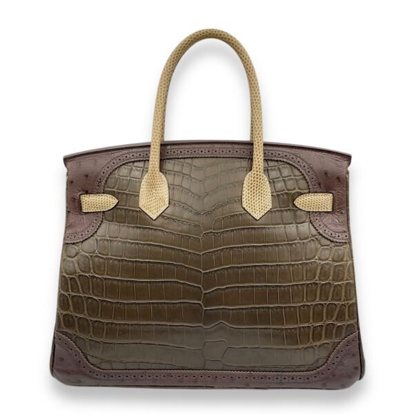 Grand Marriage Birkin 30 Multi-colour in Ostrich/Lizard/Matte Niloticus, Permabrass hardware - Image 2