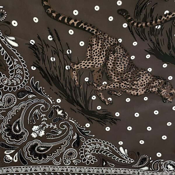 Guepards Bandana Embroidered 90 Caocao/Blanc Scarf - Image 5
