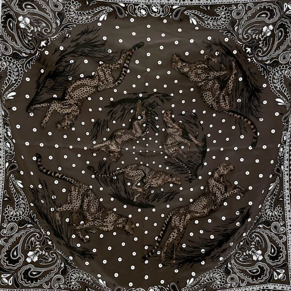 Guepards Bandana Embroidered 90 Caocao/Blanc Scarf - Image 3
