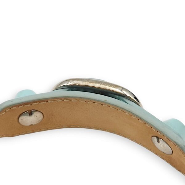 Arena Cover Studs Triple / Double Tour Pastel Blue Bracelet in Chevre Leather, Palladium hardware - Image 4