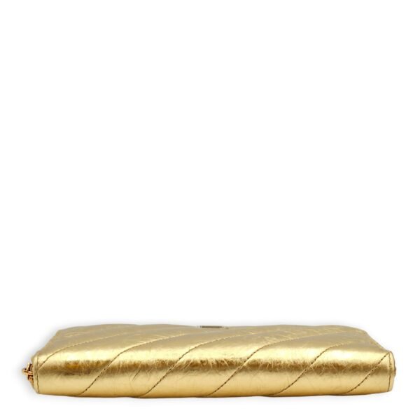 Crush Continental Metallic Gold Wallet in Calfskin, Gold hardware - Image 5