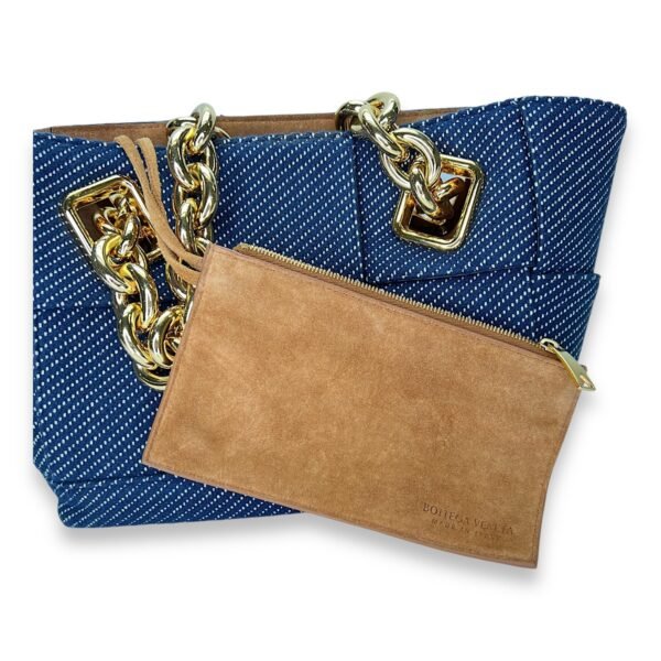 Arco Chain Blue Shoulder Bag in Denim, Gold hardware - Image 11