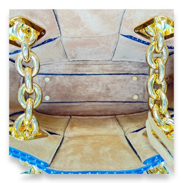 Arco Chain Blue Shoulder Bag in Denim, Gold hardware - Image 12