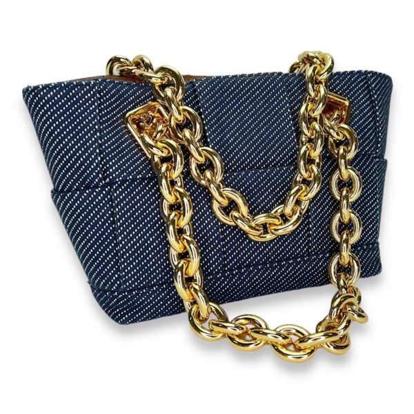 Arco Chain Blue Shoulder Bag in Denim, Gold hardware - Image 7
