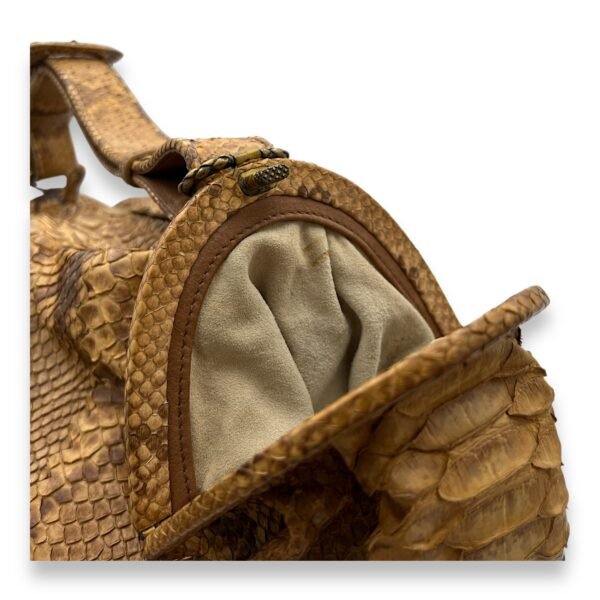 Duette Brown Shoulder Bag in Python Leather, Brushed Gold hardware - Image 10