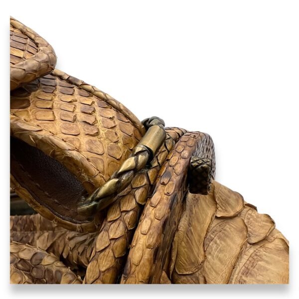 Duette Brown Shoulder Bag in Python Leather, Brushed Gold hardware - Image 11