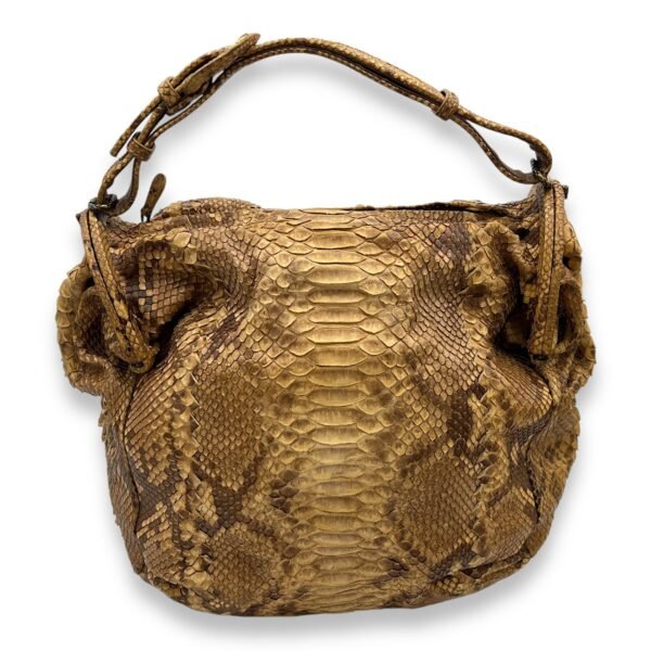 Duette Brown Shoulder Bag in Python Leather, Brushed Gold hardware - Image 2
