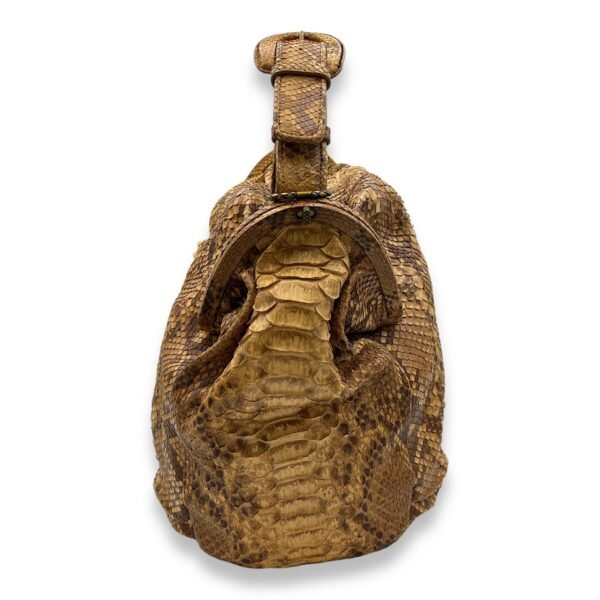 Duette Brown Shoulder Bag in Python Leather, Brushed Gold hardware - Image 3