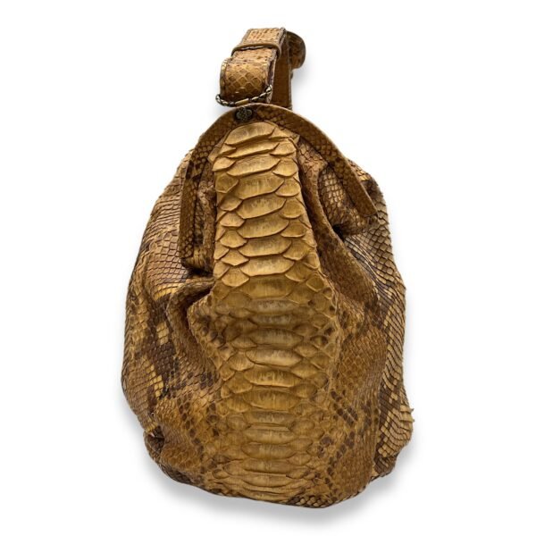 Duette Brown Shoulder Bag in Python Leather, Brushed Gold hardware - Image 4