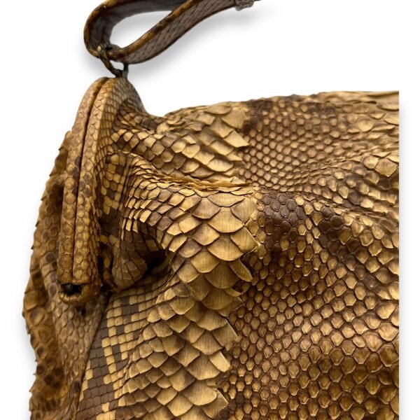 Duette Brown Shoulder Bag in Python Leather, Brushed Gold hardware - Image 6