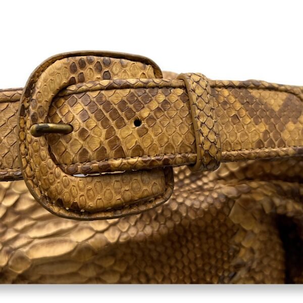 Duette Brown Shoulder Bag in Python Leather, Brushed Gold hardware - Image 7