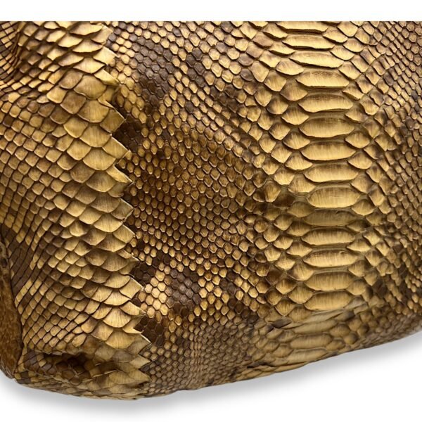 Duette Brown Shoulder Bag in Python Leather, Brushed Gold hardware - Image 8
