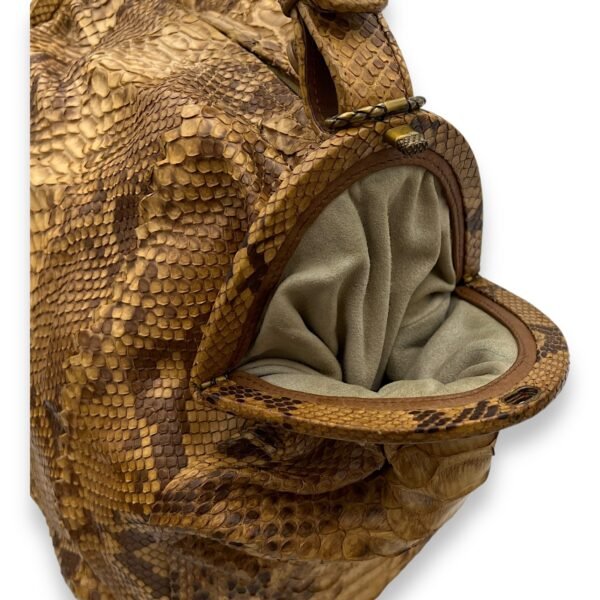 Duette Brown Shoulder Bag in Python Leather, Brushed Gold hardware - Image 9