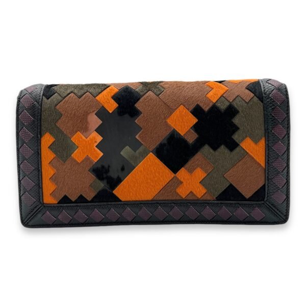 Flap Multi-colour Wallet On Chain in Natural Fur, Brushed Gold hardware - Image 2