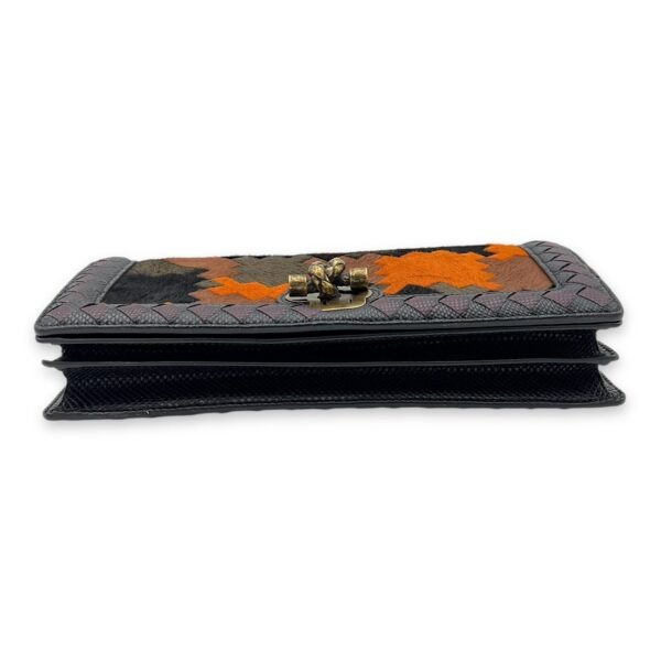 Flap Multi-colour Wallet On Chain in Natural Fur, Brushed Gold hardware - Image 5