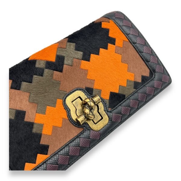 Flap Multi-colour Wallet On Chain in Natural Fur, Brushed Gold hardware - Image 6