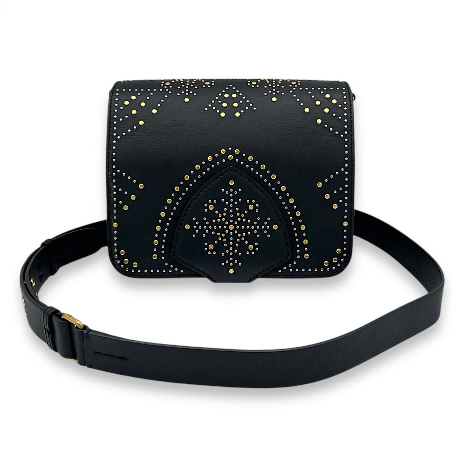 Birdie Studded Black Crossbody Bag in Calfskin, Mixed hardware - Image 13