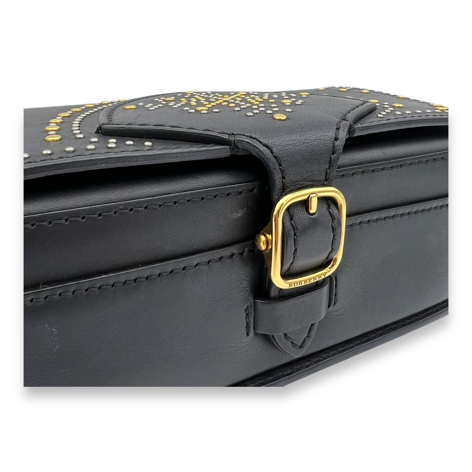 Birdie Studded Black Crossbody Bag in Calfskin, Mixed hardware - Image 7