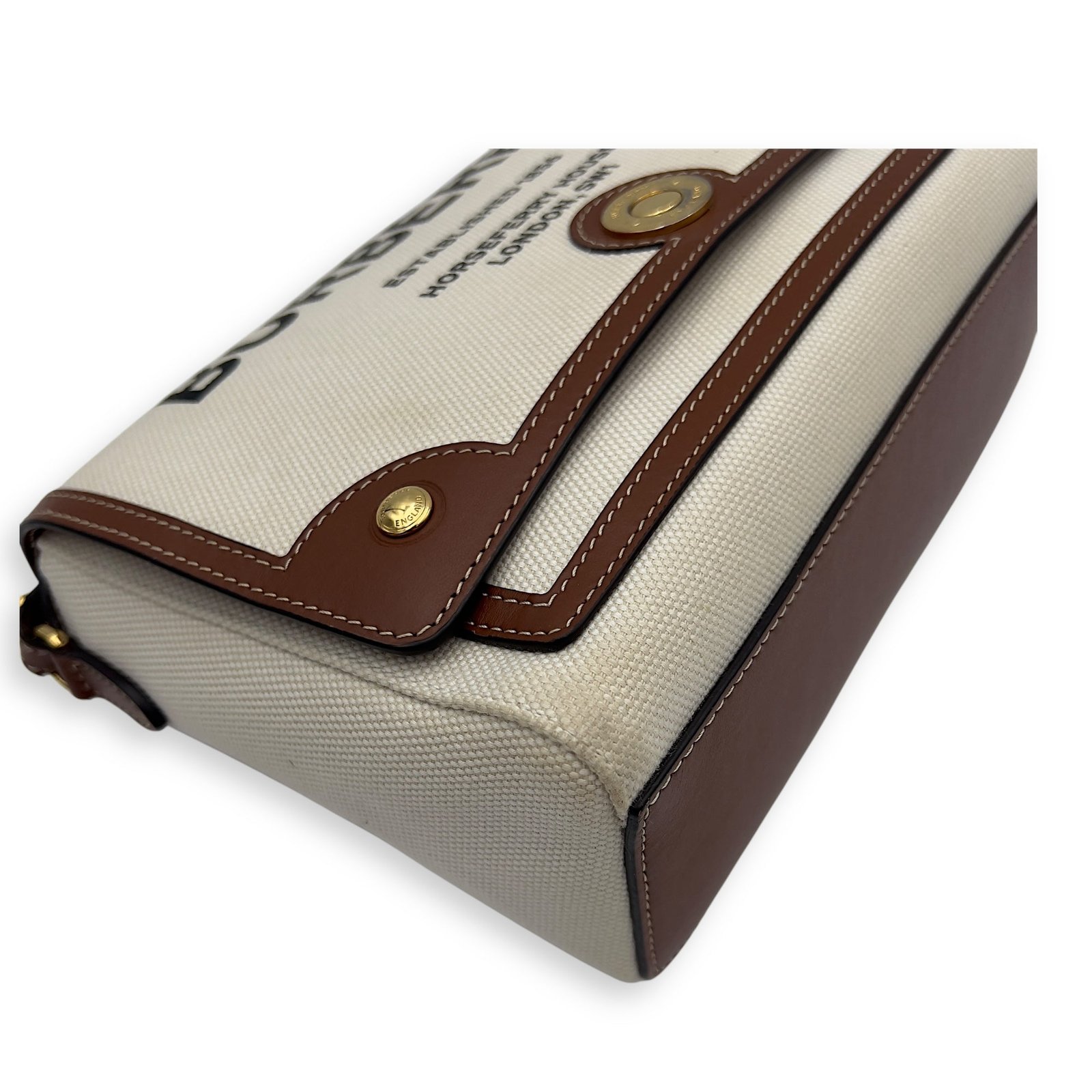 Horseferry Print Note Brown Crossbody Bag in Canvas, Gold hardware - Image 11