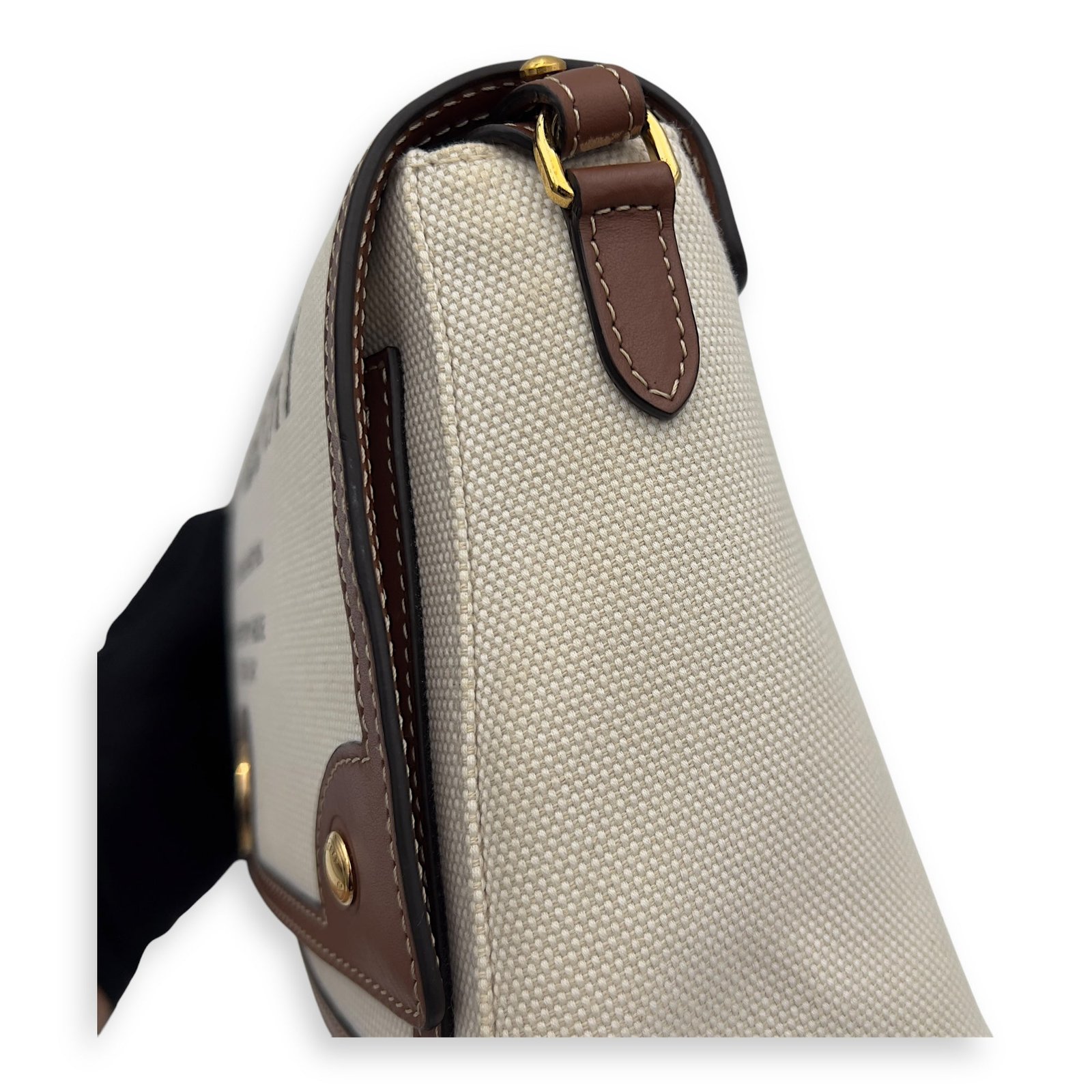 Horseferry Print Note Brown Crossbody Bag in Canvas, Gold hardware - Image 15