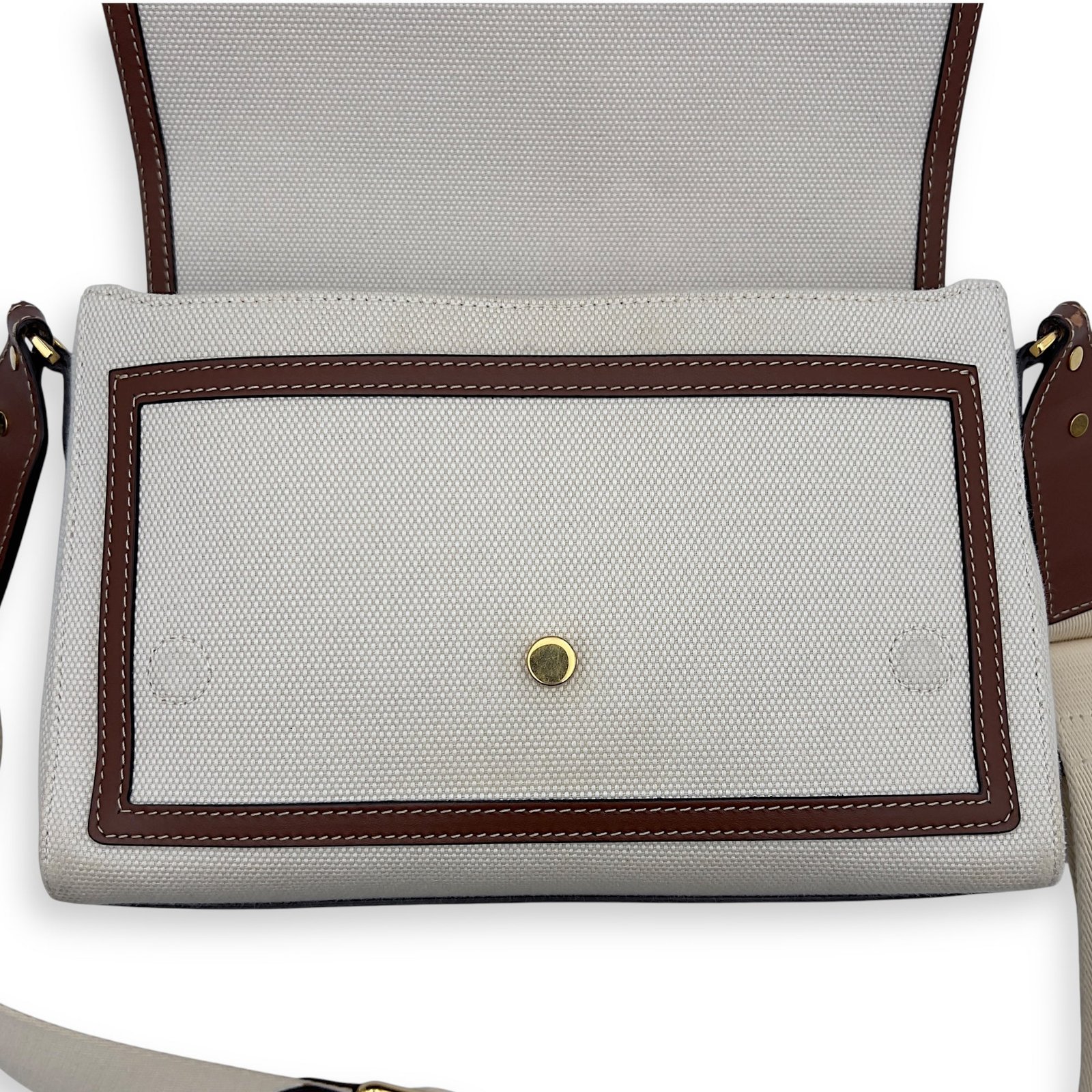 Horseferry Print Note Brown Crossbody Bag in Canvas, Gold hardware - Image 19