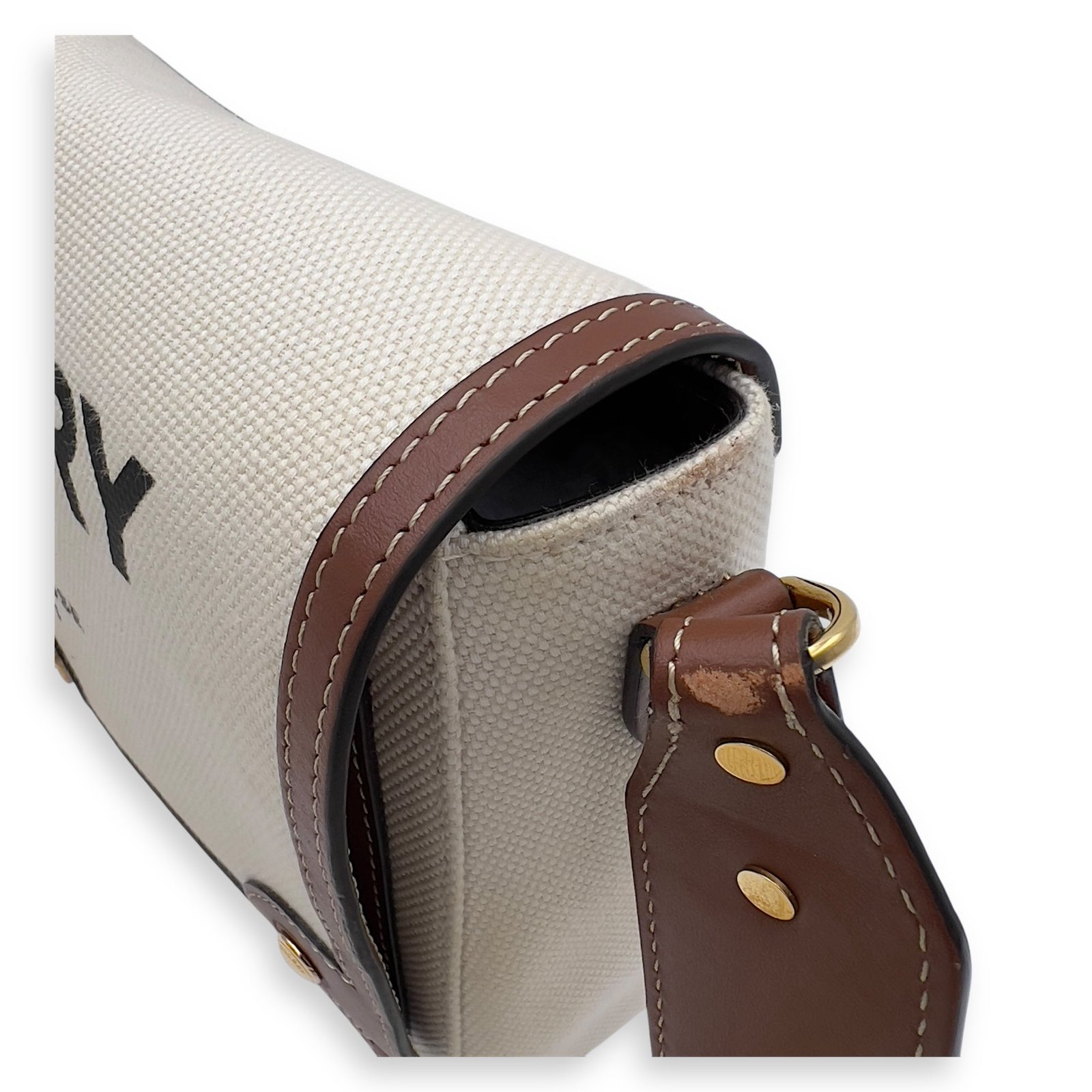 Horseferry Print Note Brown Crossbody Bag in Canvas, Gold hardware - Image 25