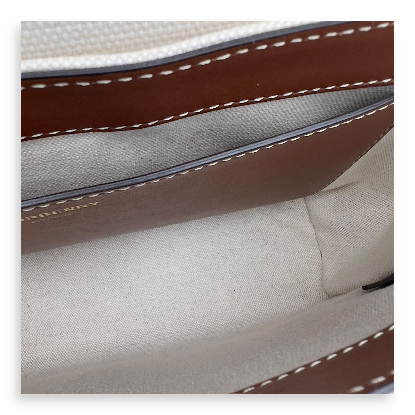 Horseferry Print Note Brown Crossbody Bag in Canvas, Gold hardware - Image 8