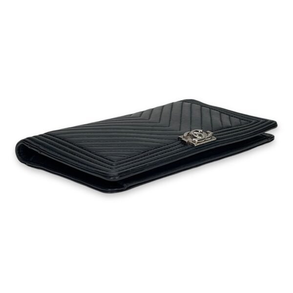 Boy Long Black Wallet in Calfskin, Silver hardware - Image 5