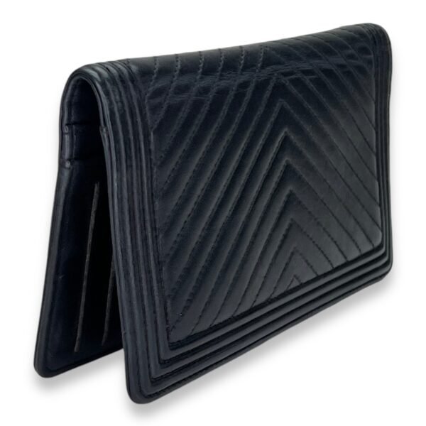 Boy Long Black Wallet in Calfskin, Silver hardware - Image 4