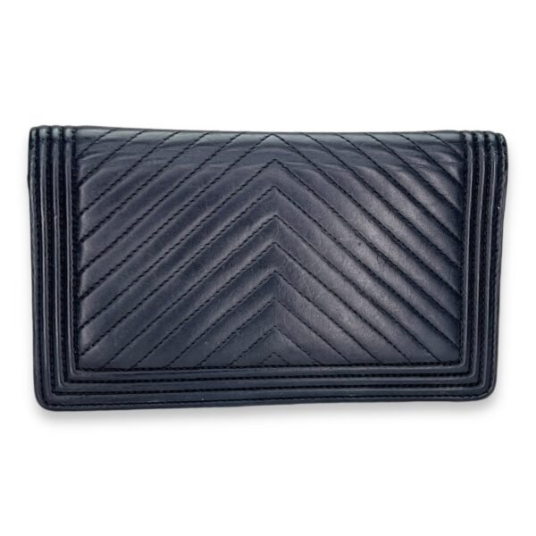 Boy Long Black Wallet in Calfskin, Silver hardware - Image 2