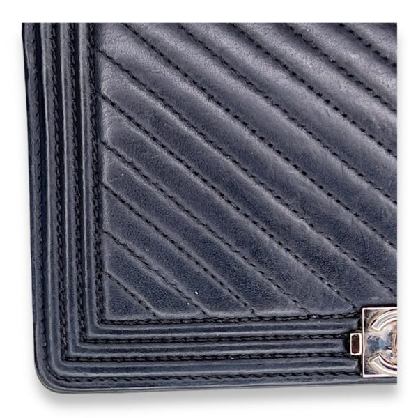 Boy Long Black Wallet in Calfskin, Silver hardware - Image 7