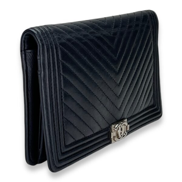 Boy Long Black Wallet in Calfskin, Silver hardware - Image 3