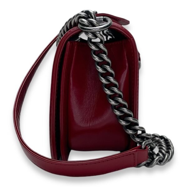 Boy Medium Red Shoulder Bag in Calfskin, Ruthenium hardware - Image 3