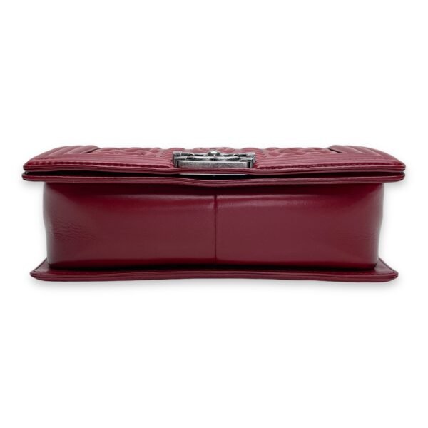 Boy Medium Red Shoulder Bag in Calfskin, Ruthenium hardware - Image 4