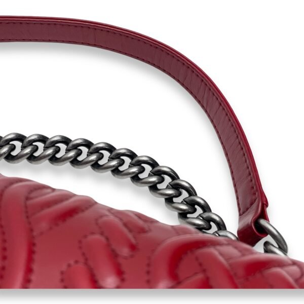 Boy Medium Red Shoulder Bag in Calfskin, Ruthenium hardware - Image 8