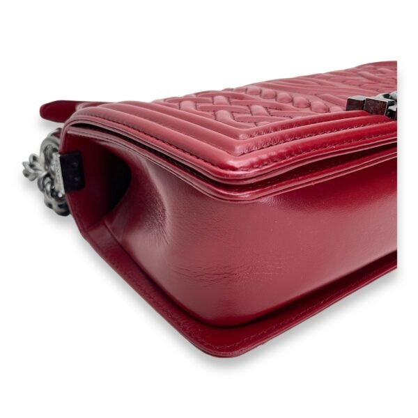 Boy Medium Red Shoulder Bag in Calfskin, Ruthenium hardware - Image 6