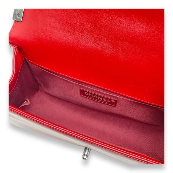 Boy Medium Red Shoulder Bag in Calfskin, Ruthenium hardware - Image 9