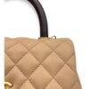 Coco Small Beige Top Handle Bag in Caviar Leather, Gold hardware - Image 10