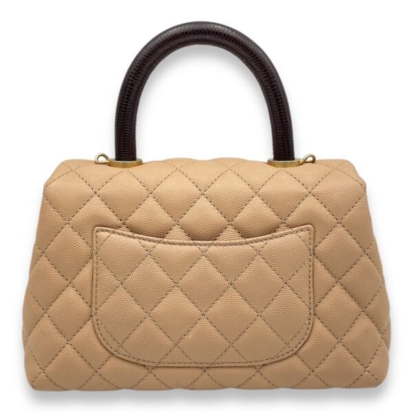 Coco Small Beige Top Handle Bag in Caviar Leather, Gold hardware - Image 2
