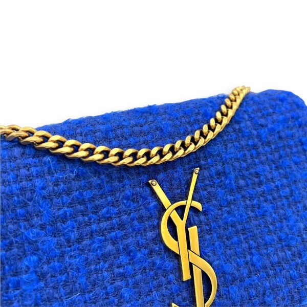 Kate Small Blue Crossbody Bag in Tweed, Gold hardware - Image 7