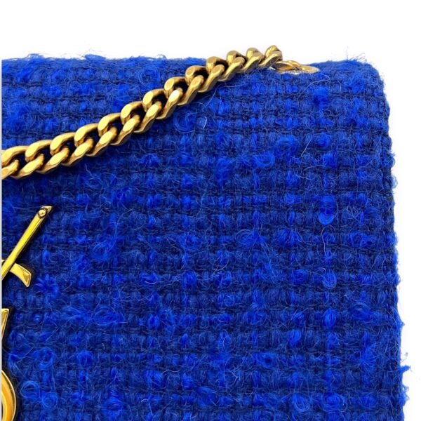 Kate Small Blue Crossbody Bag in Tweed, Gold hardware - Image 9