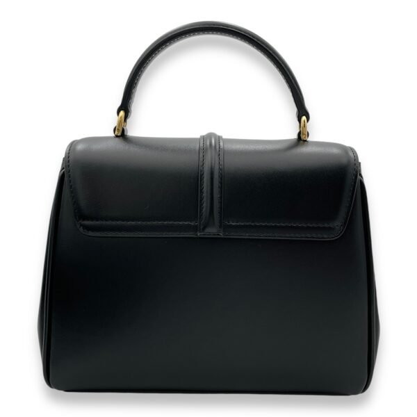 16 Mini Black Top Handle Bag in Calfskin, Gold hardware - Image 2