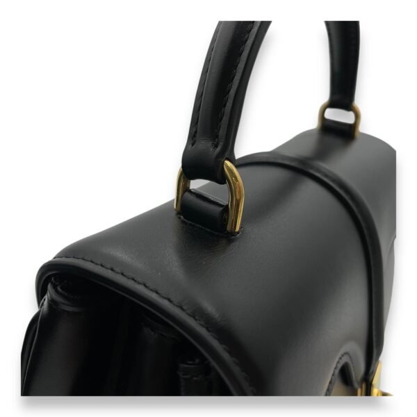 16 Mini Black Top Handle Bag in Calfskin, Gold hardware - Image 7