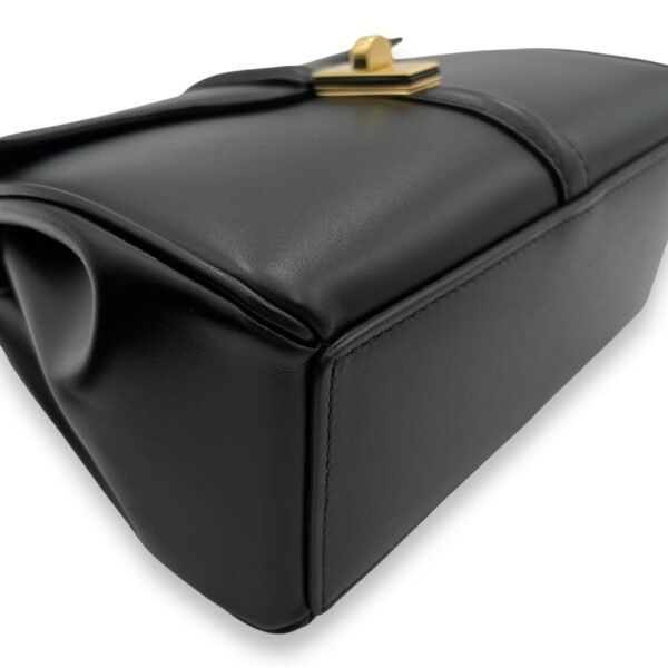 16 Mini Black Top Handle Bag in Calfskin, Gold hardware - Image 8