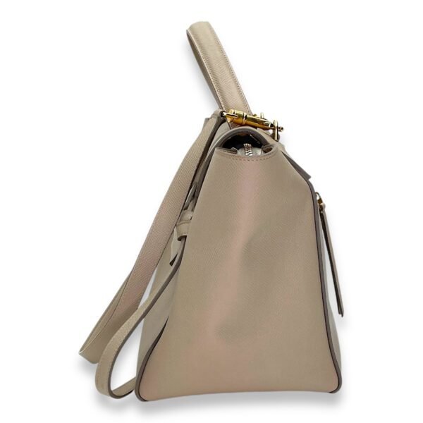 Belt Mini Beige Top Handle Bag in Calfskin, Gold hardware - Image 3