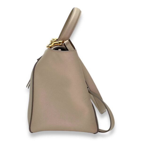 Belt Mini Beige Top Handle Bag in Calfskin, Gold hardware - Image 4