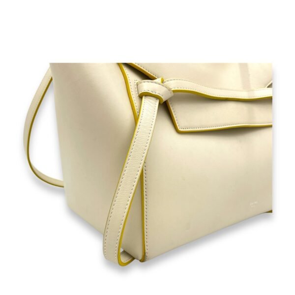 Belt Mini White Top Handle Bag in Calfskin, Silver hardware - Image 10