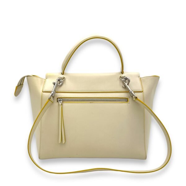 Belt Mini White Top Handle Bag in Calfskin, Silver hardware - Image 2