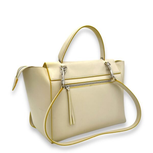 Belt Mini White Top Handle Bag in Calfskin, Silver hardware - Image 4